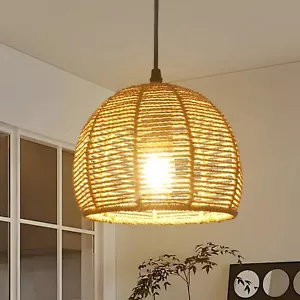 Vintage Boho Rattan Hängelampe Pendelleuchte E27 Hängeleuchte Wohnzimmer Café - Bild 1 von 10