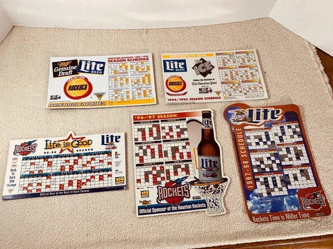 5 NBA HOUSTON ROCKETS VINTAGE LOT 93/94,94/95,95/96,96/97,97/98 MAGNET SCHEDULES Cover