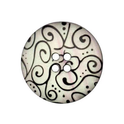 OFF WHITE IRIDESCENT 4 HOLE DESIGNER BUTTONS Sizes 23mm and 28mm - Image 1 of 2