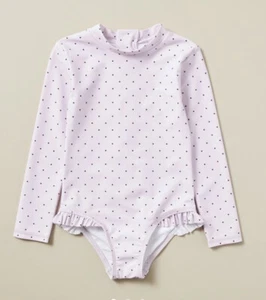 Girls size 6 Pink black dots L/s zip Swimsuit bathers Target UPF50+ NEW 6307 - Picture 1 of 3