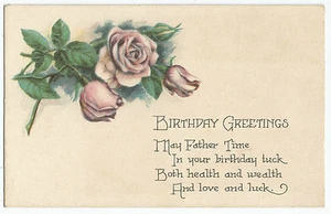 Old Arts & Crafts Roses Rosebuds Birthday Vintage Postcard - Picture 1 of 1