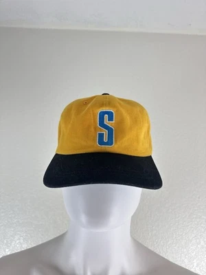 Stüssy “S” Logo Strapback Hat – Yellow & Navy - Image 1 of 4