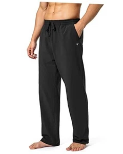 Men's Cotton Yoga Sweatpants Athletic Lounge Pants Open Bottom Casual Jersey  - Picture 1 of 7
