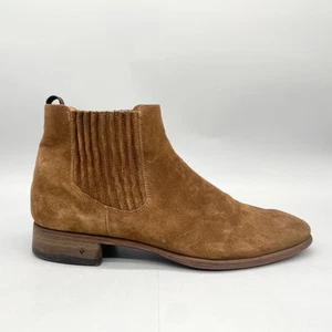 John Varvatos Mens 9 Eldridge Chelsea Boots Shoes Brown Suede Slip On Casual - Picture 1 of 11