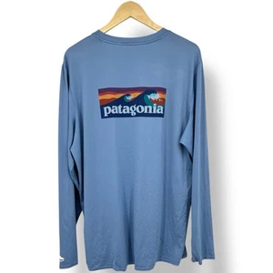 Patagonia atmungsaktives blaues Langarm-Logo-Shirt mit Rundhalsausschnitt XL - Bild 1 von 9