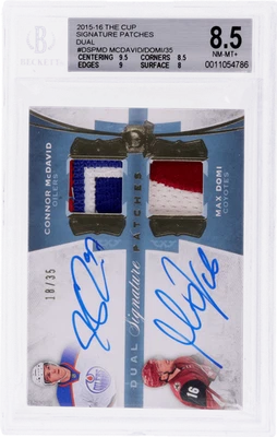 Parche automático doble The Cup Connor Mcdavid/Max Domi 2015 #DSPMD/35 BGS 8,5/10 Foto 1 de 2
