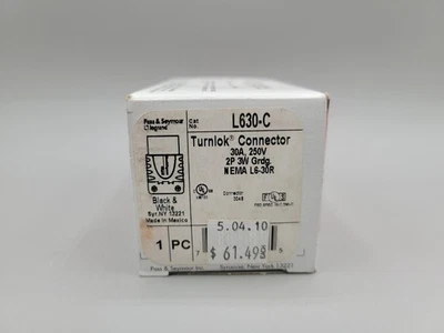 NEW PASS & SEYMOUR LEGRAND L630-C 30A 250V Turn Twist Lock Connector 2P 3W - Image 1 of 4