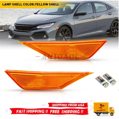 Front Marker Fender Set Side Light RH&LH For Lens Amber 2016-2021 HONDA CIVIC Foto 1 de 4