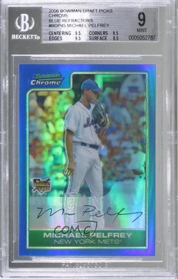 2006 Bowman Draft Chrome Blue Refractor /199 Mike Pelfrey BGS 9 MINT Rookie RC - Image 1 of 2