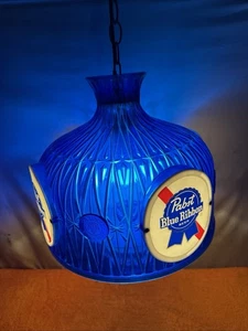 DWN•Vintage PABST Blue Ribbon Beer PBR Hanging Ceiling Light Bar Pub. Tested!! - Picture 1 of 13