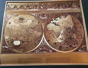 Nova Totivs Terrarvm Sive Novi Orbis Tabvla Mappa del Mondo in Lamina Oro 24x30 /16x20 - Foto 1 di 9