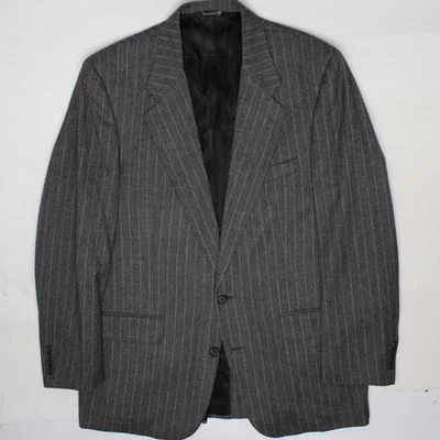 Traje de Colección Burberrys Para Hombres 42R 38x31 Gris Rayas Tiza Lana Franela Chaqueta Pantalones Foto 1 de 4