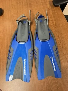 U.S. Divers Hingeflex Dive Fins Flippers Blue Gray L/XL Men’s 9-13 Women’s 10-14 - Picture 1 of 3