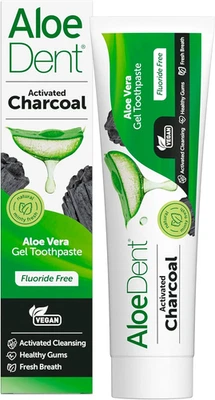48S7T Aloe Dent Charcoal Toothpaste Fluoride Free, Natural Action, Vegan, Cruelty Free