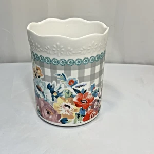 The Pioneer Woman Sweet Rose Floral Kitchen Utensil Holder Scalloped Edge - Picture 1 of 9