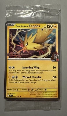 POKEMON TEAM ROCKET'S ZAPDOS SG MY PH EXCLUSIVE HOT-STAMPED 070/182 (ENGLISH) - Image 1 of 2