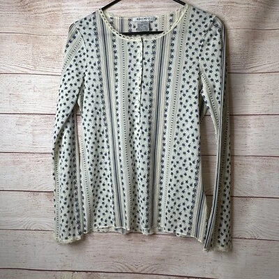 Vintage Nine West 90s Boho Hippie Sheer Long Sleeve Lace Trim Henley Blouse S - Image 1 of 4