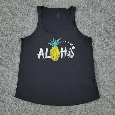 Volcom Tank Top Shirt Women Small Black Aloha Pineapple Graphic Sleeveless Adult - Image 1 of 4