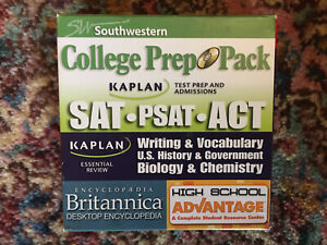 College Prep Pack CD; Kaplan SAT, PSAT, ACT, Encycopedia  etc. Windows and Mac