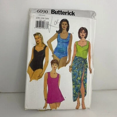 #6090 Butterick Plus Size Womens Swim Suit Sewing Pattern. SIZE 24W-26W - Image 1 of 4