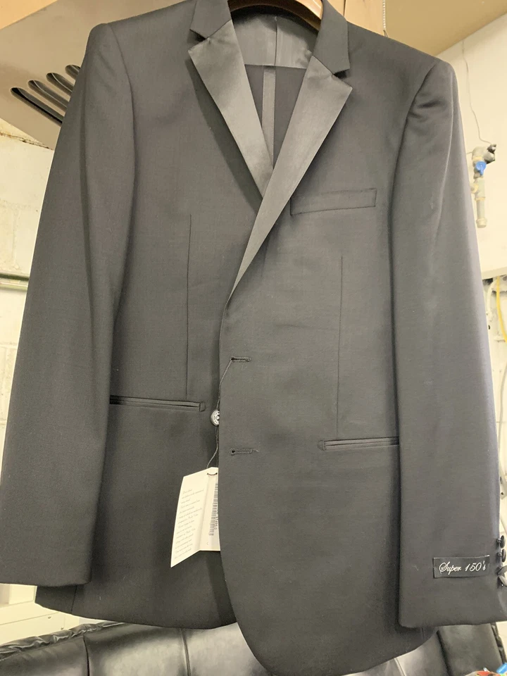 New 42S Men's Black Tuxedo 100% Wool Super 150 Made in Italy Retail $1295 - Image 1 of 4