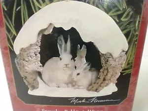 Hallmark Keepsake Snowshoe Rabbits in Winter Christmas Easter Ornament Vtg 1997 - Picture 1 of 8