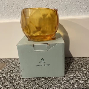 Partylite Amber Rock Tealight Holder Glass Heavyweight - Picture 1 of 7