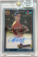 CHIPPER JONES 1991 Rc Reprint 92/110 Autograph 2017 TOPPS CLEARLY AUTHENTIC