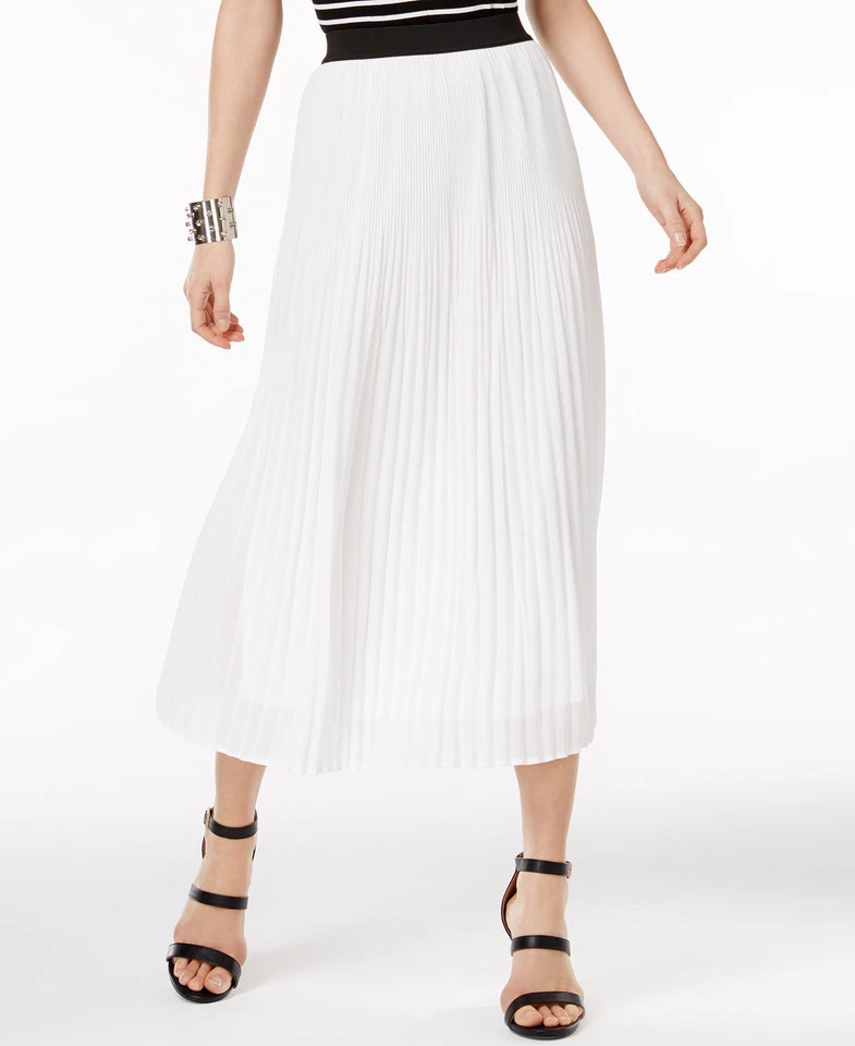 New NY Collection Women's Accordion Pleats Maxi Skirt White Size M - Image 1 of 1