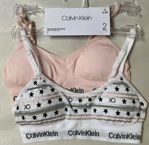NWT CALVIN KLEIN GIRLS 1 PINK 1 WHITE SEAMLESS BRALETTE BRA SMALL 6-6X - Picture 1 of 2