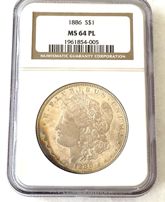 PROOF__LIKE___1886 NGC MS 64 Proof-Like U.S. Morgan Silver Dollar - Image 1 of 2