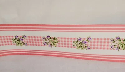 Lion Ribbon Rustic Rose Lavender Roses 2.5" Polyester Cotton White Pink 19 Yards - Image 1 of 4