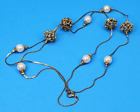 Faux Pearls Necklace With Ornate Gold Tone Pierced Beads @ trueblue0080 c56