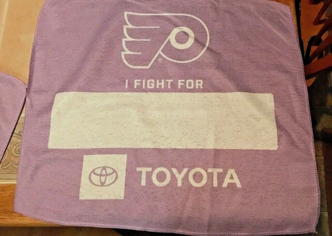 NEW Two 2 PHILADELPHIA FLYERS I Fight For Cancer Hockey Purple Towel Collectible Cover