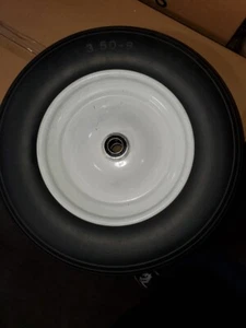 14" Flat Free PU Foam Tire Wheel Barrow 2 1/2" Hub 3/4" Axle Tire Size 3.5-8 - Picture 1 of 4
