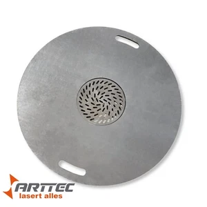 Grillplatte/ Plancha mit Rost/ Stahlblech Stärke 4 - 10 mm/ØA=490 - 600 / Øi=240 - Bild 1 von 28