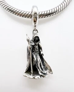 Sensenmann Hänger Charm Zauberstab schwingend Halloween echt 925 Sterling Silber 💖 - Bild 1 von 10