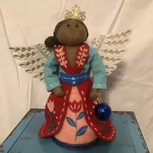 Schwarzer Engel Baumspitze Weihnachtsdeko Majestätischer Engel handgefilzt detailliert Kleid - Bild 1 von 17