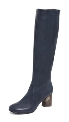 $595 Coclico Blue Gray Suede Leather Tall Boots Size 38.5 8 8.5 - Image 1 of 4