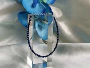 Brazalete de mujer lapislázuli facetado redondo 2 mm pequeñas piedras preciosas con cuentas curativas 6-8" - Imagen 1 de 9