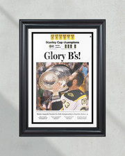 2011 Boston Bruins Stanley Cup Champion Framed Front Page Newspaper Print Boston