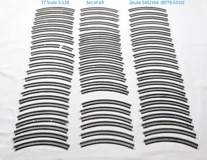 TT scale Lot of 69 Curved Rail 545/104 BTTB 6210 R286 mm / 45° Gleis Gebogen - Picture 1 of 16