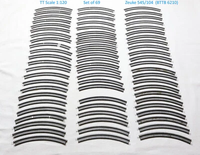 TT scale Lot of 69 Curved Rail 545/104 BTTB 6210 R286 mm / 45° Gleis Gebogen - Image 1 of 4