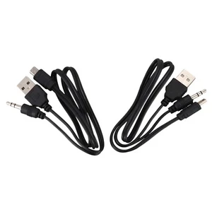 USB 2.0 to  A Male 3.5mm Jack Plug Audio Data Cable 45cm 2 Pcs U9R16739 - Bild 1 von 9