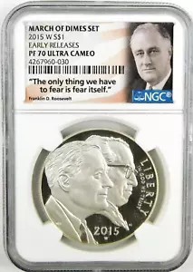 2015-W $1 March of Dimes Commemorative Silver Dollar NGC PF70 UC ER PROOF COIN - Picture 1 of 2
