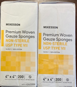 2 Packs McKesson 12-Ply USP Type VII Gauze Sponge 4 x 4" 2 Pack(s) 200 per Pack