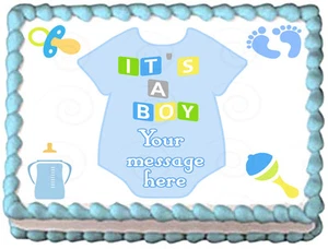 BABY BOY SUIT Baby shower Image Edible cake topper decoration - Picture 1 of 11