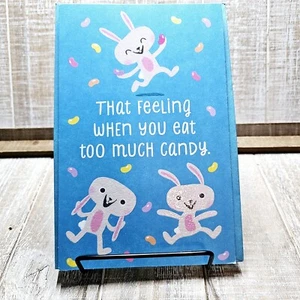 Tarjeta de Pascua American Greetings conejitos azules demasiado caramelo divertido amarillo - Imagen 1 de 8