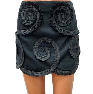 MAOUSH Talla FR 38 / DE 36 - S Mujer Mini Falda 40% Lana Negro Bordado Foto 1 de 4