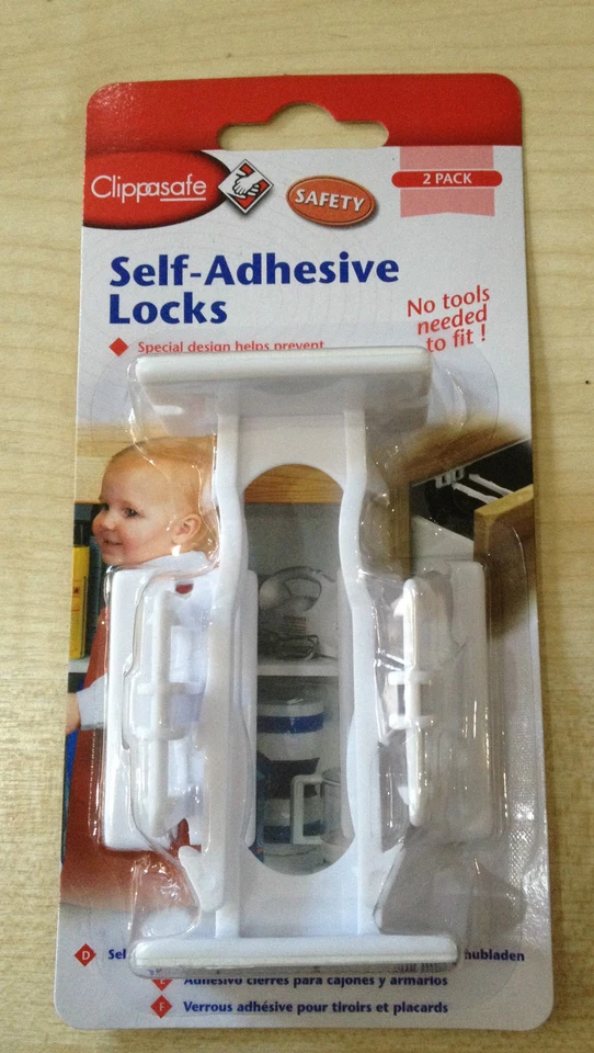 Clippasafe Self-Adhesive Cupboard & Drawer Locks 2 Pack Child Safety UK SELLER - Image 1 of 1